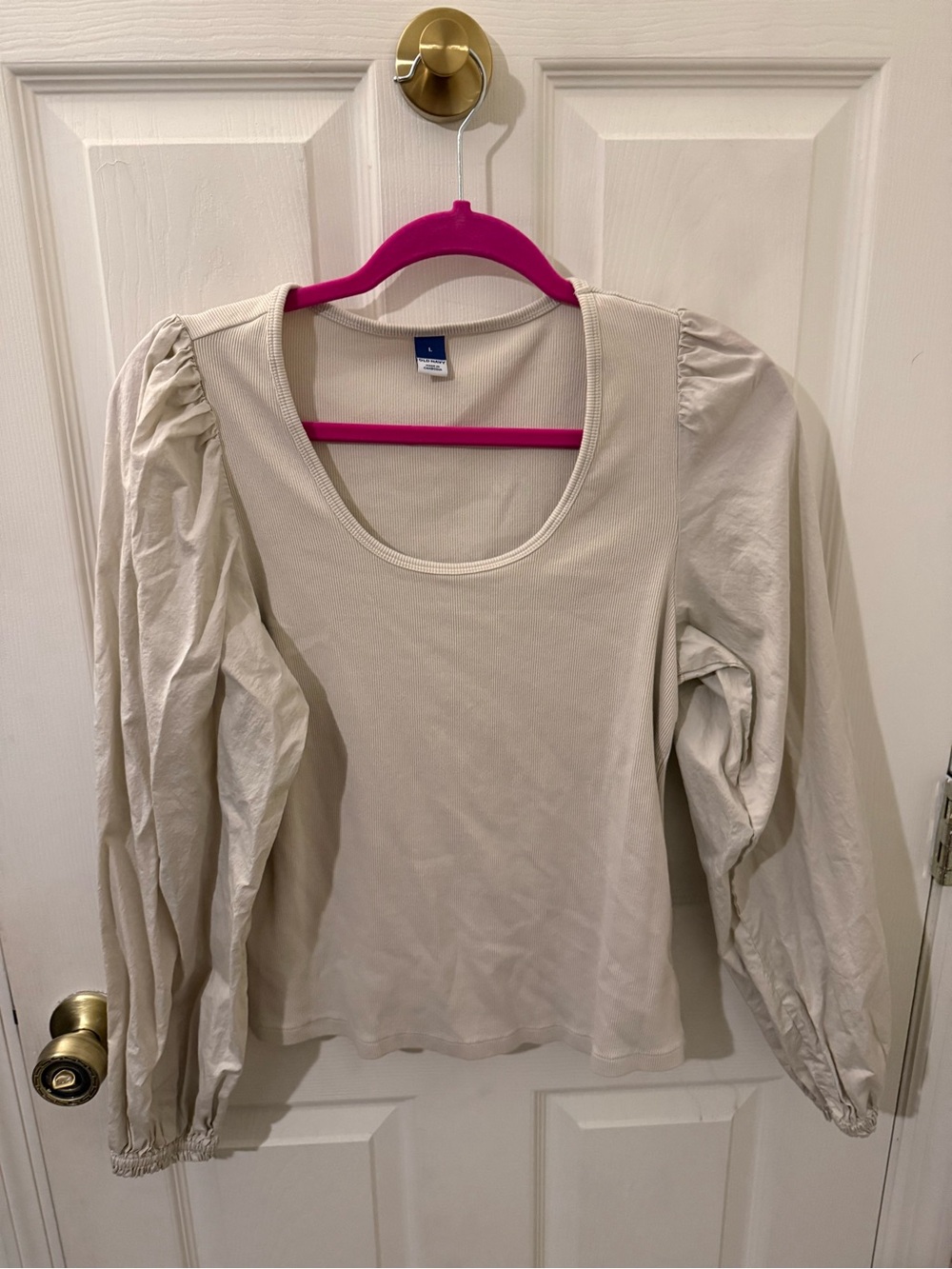 Old Navy Cream Scoop Neck Puff Sleeve Top